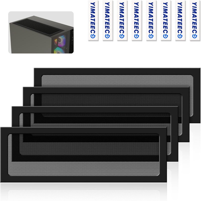 YIMATEECO Dust Filter PC 360mm x 120 mm Magnetic Fan Dust Mesh Filter for Computer Cooler Fan/PSU/Routers, PVC 50 Mesh PC Case Screen Dustproof Vent Filter Cover Fan Grills (PVC, 120 * 360mm, 4pcs, Black) - Image 1